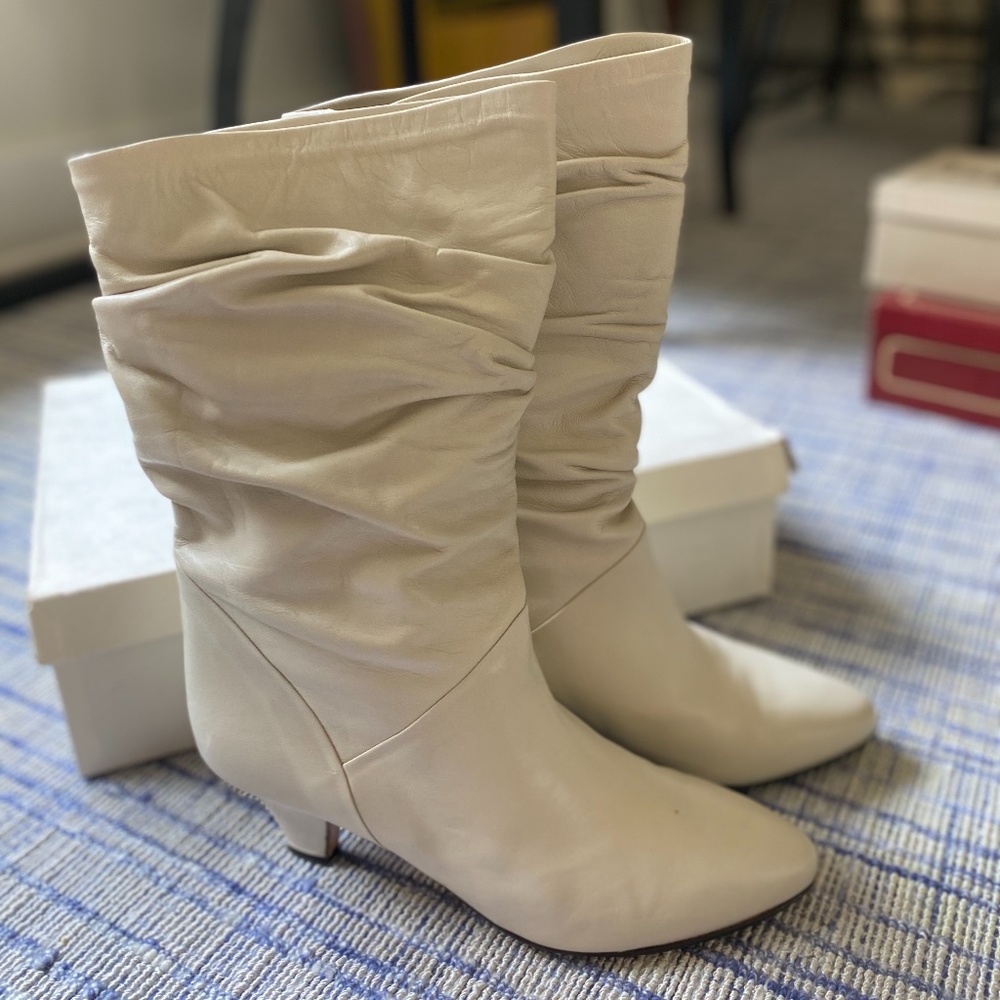 Off White heeled booties